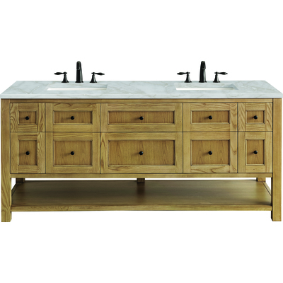 James Martin Breckenridge 72 inch Double Vanity, Light Natural Oak w/ 3 CM Victorian Silver Top w/FreePower Wireless Charger, 840467810008, 330-V72-LNO-FVSL