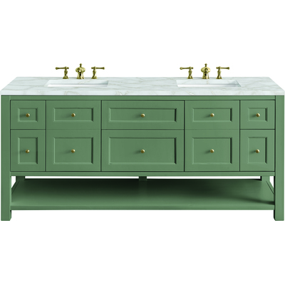 James Martin Breckenridge 72 inch Double Vanity, Smokey Celadon w/ 3 CM Victorian Silver Top w/FreePower Wireless Charger, 840467810039, 330-V72-SC-FVSL