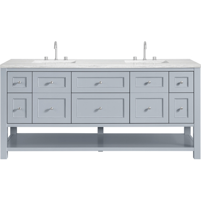 James Martin Breckenridge 72 inch Double Vanity, Serenity Blue, w/ 3 CM Arctic Fall Solid Surface Top, 840467801235, 330-V72-SRB-3AF