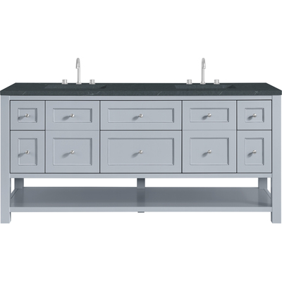James Martin Breckenridge 72 inch Double Vanity, Serenity Blue, w/ 3 CM Charcoal Soapstone Quartz Top, 840467801259, 330-V72-SRB-3CSP