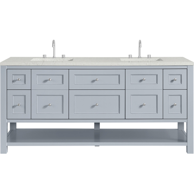 James Martin Breckenridge 72 inch Double Vanity, Serenity Blue, w/ 3 CM Lime Delight Quartz Top, 840467801280, 330-V72-SRB-3LDL