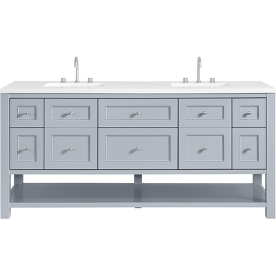 James Martin Breckenridge 72 inch Double Vanity, Serenity Blue, w/ 3 CM White Zeus Quartz Top, 840467801303, 330-V72-SRB-3WZ
