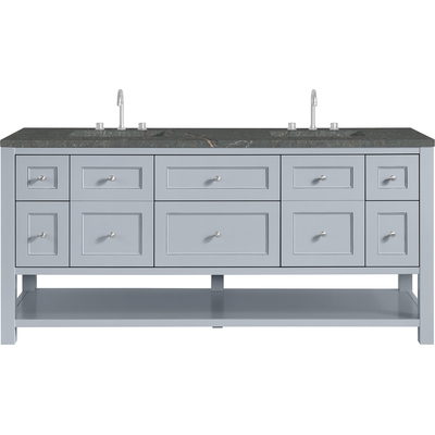 James Martin Breckenridge 72 inch Double Vanity, Serenity Blue w/ 3 CM Parisien Bleu Top w/FreePower Wireless Charger, 840467810060, 330-V72-SRB-FPBL