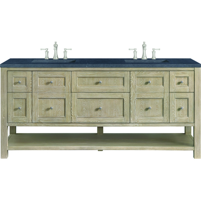 James Martin Breckenridge 72 inch Double Vanity, Whitewashed Oak w/ 3 CM Charcoal Soapstone Quartz Top, 840108970986, 330-V72-WWO-3CSP