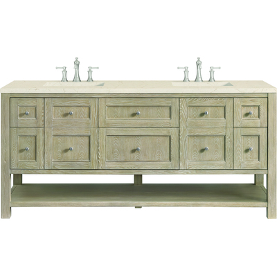 James Martin Breckenridge 72 inch Double Vanity, Whitewashed Oak w/ 3 CM Eternal Marfil Quartz Top, 840108970979, 330-V72-WWO-3EMR