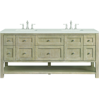 James Martin Breckenridge 72 inch Double Vanity, Whitewashed Oak w/ 3 CM Lime Delight Quartz Top, 840108971020, 330-V72-WWO-3LDL