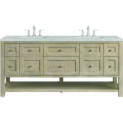 James Martin Breckenridge 72 inch Double Vanity, Whitewashed Oak w/ 3 CM Eternal Jasmine Pearl Silestone Top w/FreePower Wireless Charger, 840467810084, 330-V72-WWO-FEJP