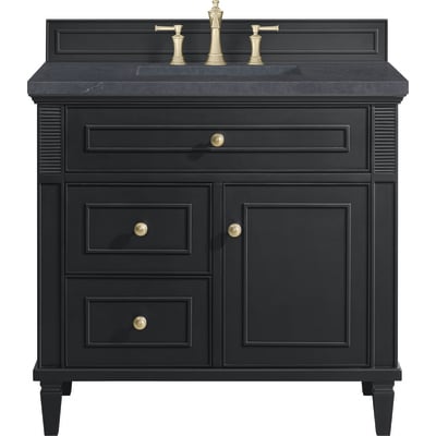 James Martin Lorelai 36 inch Single Vanity, Black Onyx w/ 3 CM Charcoal Soapstone Quartz Top, 840108971099, 424-V36-BKO-3CSP