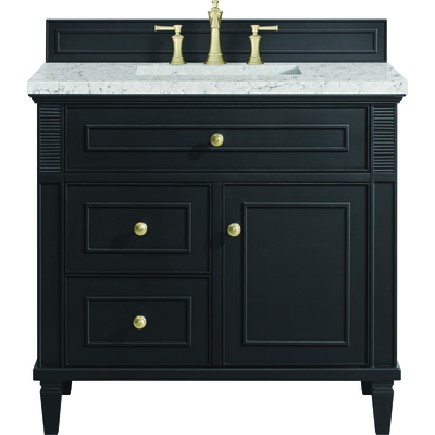 James Martin Lorelai 36 inch Single Vanity, Black Onyx w/ 3 CM Eternal Jasmine Pearl Quartz Top, 840108971075, 424-V36-BKO-3EJP