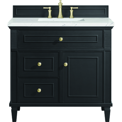 James Martin Lorelai 36 inch Single Vanity, Black Onyx w/ 3 CM Ethereal Noctis Quartz Top, 840108971082, 424-V36-BKO-3ENC