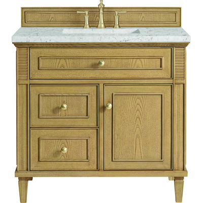 James Martin Lorelai 36 inch Single Vanity, Light Natural Oak w/ 3 CM Eternal Jasmine Pearl Quartz Top, 840108971303, 424-V36-LNO-3EJP