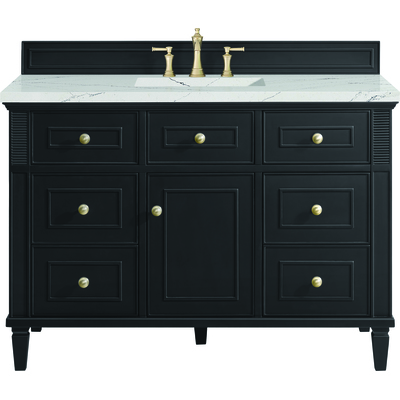 James Martin Lorelai 48 inch Single Vanity, Black Onyx w/ 3 CM Ethereal Noctis Quartz Top, 840108971655, 424-V48-BKO-3ENC