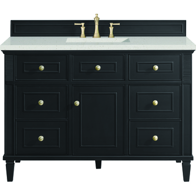 James Martin Lorelai 48 inch Single Vanity, Black Onyx w/ 3 CM Lime Delight Quartz Top, 840108971709, 424-V48-BKO-3LDL