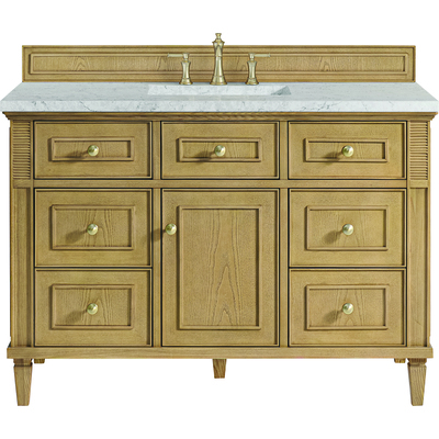 James Martin Lorelai 48 inch Single Vanity, Light Natural Oak w/ 3 CM Eternal Jasmine Pearl Quartz Top, 840108971877, 424-V48-LNO-3EJP