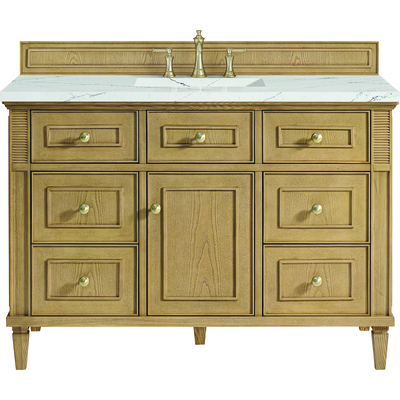 James Martin Lorelai 48 inch Single Vanity, Light Natural Oak w/ 3 CM Ethereal Noctis Silestone Top w/FreePower Wireless Charger, 840467810213, 424-V48-LNO-FENC