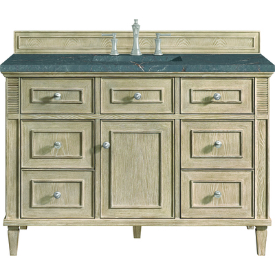 James Martin Lorelai 48 inch Single Vanity, Whitewashed Oak w/ 3 CM Parisien Bleu Quartz Top, 840108972140, 424-V48-WWO-3PBL