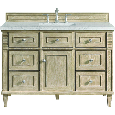James Martin Lorelai 48 inch Single Vanity, Whitewashed Oak w/ 3 CM Eternal Jasmine Pearl Silestone Top w/FreePower Wireless Charger, 840467810282, 424-V48-WWO-FEJP