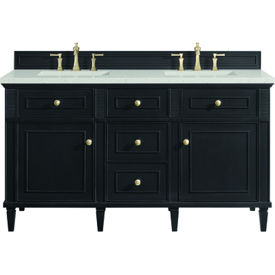 James Martin Lorelai 60 inch Double Vanity, Black Onyx w/ 3 CM Lime Delight Quartz Top, 840108972270, 424-V60D-BKO-3LDL