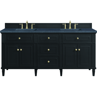 James Martin Lorelai 72 inch Double Vanity, Black Onyx w/ 3 CM Charcoal Soapstone Quartz Top, 840108972805, 424-V72-BKO-3CSP