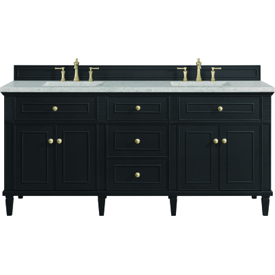 James Martin Lorelai 72 inch Double Vanity, Black Onyx w/ 3 CM Eternal Jasmine Pearl Quartz Top, 840108972782, 424-V72-BKO-3EJP