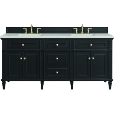 James Martin Lorelai 72 inch Double Vanity, Black Onyx w/ 3 CM Lime Delight Quartz Top, 840108972843, 424-V72-BKO-3LDL
