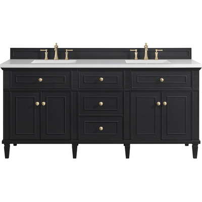 James Martin Lorelai 72 inch Double Vanity, Black Onyx w/ 3 CM White Zeus Quartz Top, 840108972751, 424-V72-BKO-3WZ
