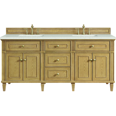 James Martin Lorelai 72 inch Double Vanity, Light Natural Oak w/ 3 CM Lime Delight Quartz Top, 840108973079, 424-V72-LNO-3LDL