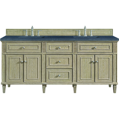 James Martin Lorelai 72 inch Double Vanity, Whitewashed Oak w/ 3 CM Charcoal Soapstone Quartz Top, 840108973260, 424-V72-WWO-3CSP