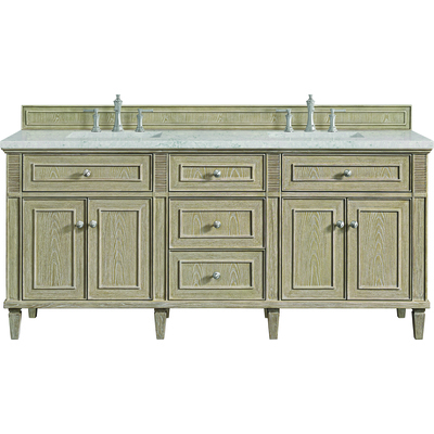 James Martin Lorelai 72 inch Double Vanity, Whitewashed Oak w/ 3 CM Eternal Jasmine Pearl Quartz Top, 840108973239, 424-V72-WWO-3EJP