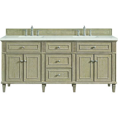 James Martin Lorelai 72 inch Double Vanity, Whitewashed Oak w/ 3 CM Lime Delight Quartz Top, 840108973307, 424-V72-WWO-3LDL
