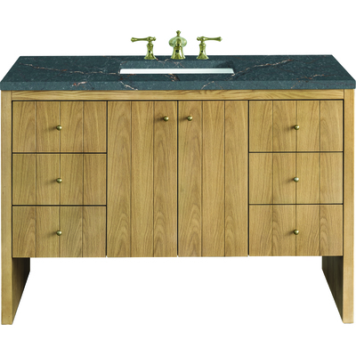 James Martin Hudson 48 inch Single Vanity, Light Natural Oak w/ 3 CM Parisien Bleu Top, 840108967863, 435-V48-LNO-3PBL