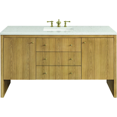 James Martin Hudson 60 inch Single Vanity, Light Natural Oak w/ 3 CM Lime Delight Top, 840108969447, 435-V60S-LNO-3LDL