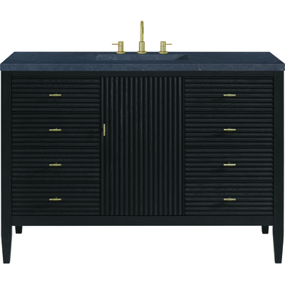 James Martin Myrrin 48 inch Vanity, Carbon Oak w/ 3 CM Charcoal Soapstone Quartz Top, 840108973833, 485-V48-CBO-3CSP