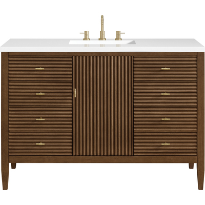 James Martin Myrrin 48 inch Vanity, Mid Century Walnut, 840108956768, 485-V48-WLT