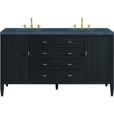 James Martin Myrrin 60 inch Double Vanity, Carbon Oak w/ 3 CM Charcoal Soapstone Quartz Top, 840108974175, 485-V60D-CBO-3CSP