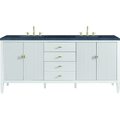 James Martin Myrrin 72 inch Double Vanity, Bright White w/ 3 CM Charcoal Soapstone Quartz Top, 840108974403, 485-V72-BW-3CSP