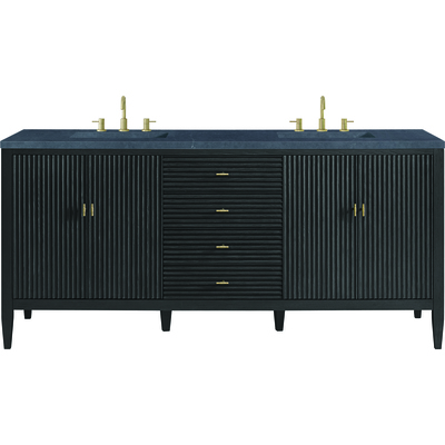 James Martin Myrrin 72 inch Double Vanity, Carbon Oak w/ 3 CM Charcoal Soapstone Quartz Top, 840108974519, 485-V72-CBO-3CSP