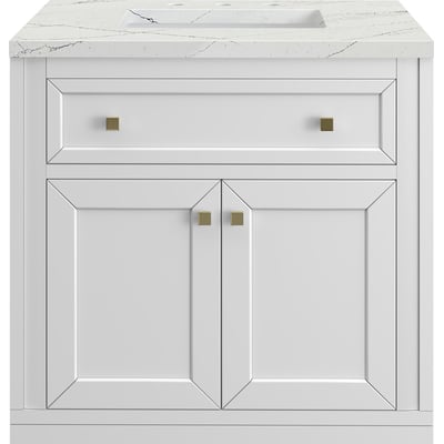 James Martin Chicago 30 inch Single Vanity, Glossy White, w/ 3 CM Ethereal Noctis Silestone® Top, 840467801365, 503-V30-GW-3ENC