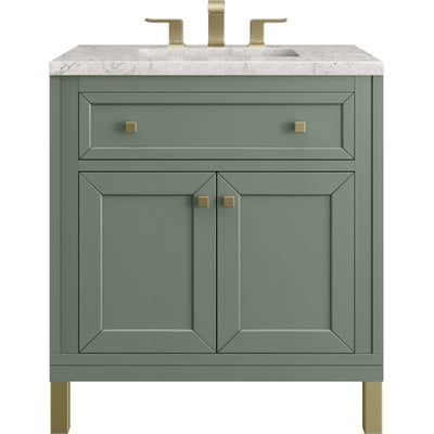 James Martin Chicago 30 inch Single Vanity, Smokey Celadon, w/ 3 CM Eternal Jasmine Pearl Silestone® Top, 840467801440, 503-V30-SC-3EJP