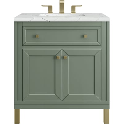 James Martin Chicago 30 inch Single Vanity, Smokey Celadon, w/ 3 CM Ethereal Noctis Silestone® Top, 840467801457, 503-V30-SC-3ENC