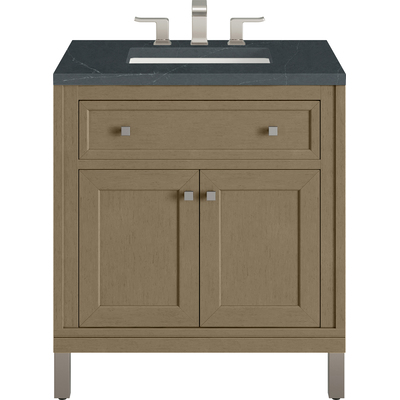 James Martin Chicago 30 inch Single Vanity, Walnut Whisper, w/ 3 CM Charcoal Soapstone Silestone® Top, 840467801518, 503-V30-WLW-3CSP