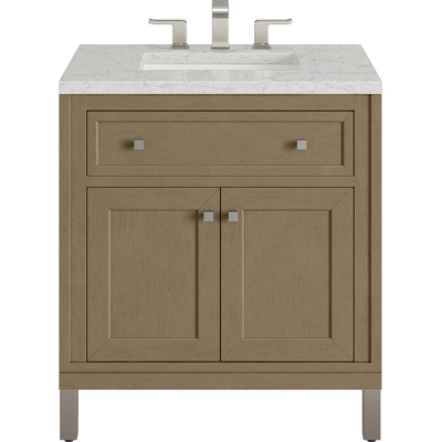 James Martin Chicago 30 inch Single Vanity, Walnut Whisper, w/ 3 CM Eternal Jasmine Pearl Silestone® Top, 840467801525, 503-V30-WLW-3EJP