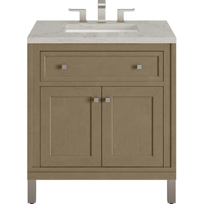 James Martin Chicago 30 inch Single Vanity, Walnut Whisper, w/ 3 CM Victorian Silver Silestone® Top, 840467801556, 503-V30-WLW-3VSL