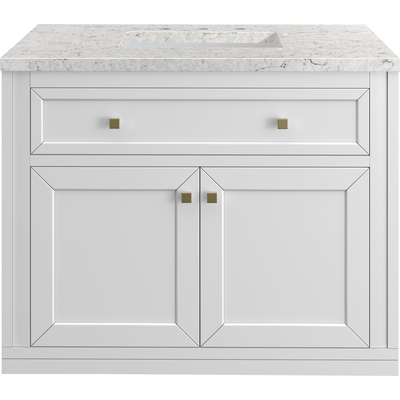 James Martin Chicago 36 inch Single Vanity, Glossy White, w/ 3 CM Eternal Jasmine Pearl Silestone® Top, 840467801617, 503-V36-GW-3EJP