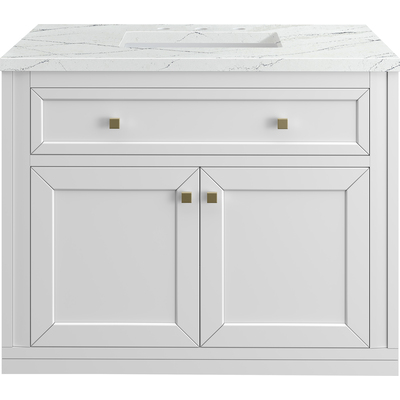 James Martin Chicago 36 inch Single Vanity, Glossy White, w/ 3 CM Ethereal Noctis Silestone® Top, 840467801624, 503-V36-GW-3ENC