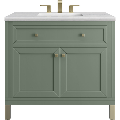 James Martin Chicago 36 inch Single Vanity, Smokey Celadon, w/ 3 CM Arctic Fall Solid Surface Top, 840467801679, 503-V36-SC-3AF