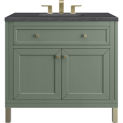 James Martin Chicago 36 inch Single Vanity, Smokey Celadon, w/ 3 CM Charcoal Soapstone Silestone® Top, 840467801693, 503-V36-SC-3CSP