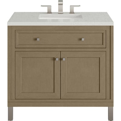 James Martin Chicago 36 inch Single Vanity, Walnut Whisper, w/ 3 CM Lime Delight Silestone® Top, 840467801808, 503-V36-WLW-3LDL