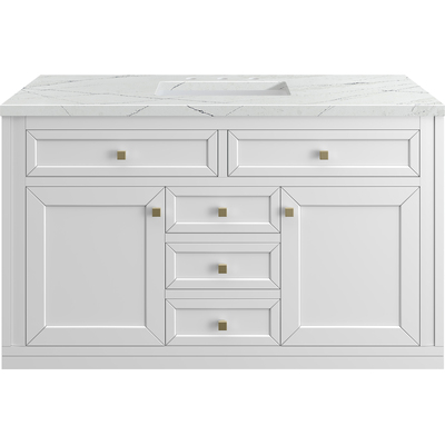 James Martin Chicago 48 inch Single Vanity, Glossy White, w/ 3 CM Ethereal Noctis Silestone® Top, 840467801884, 503-V48-GW-3ENC