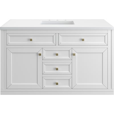 James Martin Chicago 48 inch Single Vanity, Glossy White, w/ 3 CM White Zeus Silestone® Top, 840467801914, 503-V48-GW-3WZ
